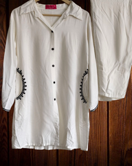Rayon Co-Ord Set with Thread Embroidery – 2 Pc Kurta & Pant Set
