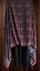 Rayon Unstitched Kurta with Applique & Kantha Work and Muslin Dupatta
