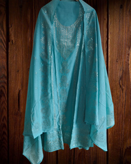 Pure Mul Chanderi Mukesh Work Unstitched Suit with Dupatta