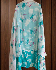 Pure Cotton Floral Print Kurta with Mirror & Croatia Lace | Chiffon Dupatta | Unstitched Set (Copy)