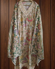Muslin Digital Print Semi-Stitched Suit with Croatia Laced Dupatta
