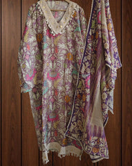 Muslin Digital Print Semi-Stitched Suit with Croatia Laced Dupatta
