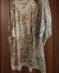 Muslin Digital Print Semi-Stitched Suit with Croatia Laced Dupatta