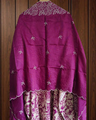 Elegant Cotton Thread Embroidered Kurta Set with Muslin Dupatta – Unstitched | Rayon Bottom Fabric