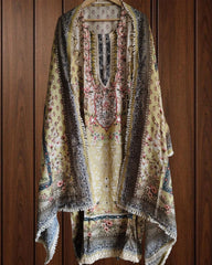 Pakistani Style Muslin Suit with Croatia Lacing & Digital Dupatta | Semi Stitched