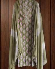 Pure Cotton Unstitched Suit SaPure Cotton Printed Suit with Hand Work & Dual-Colored Dupatta | Unstitched 3-Piece Setet  cotton bottom  and chiffon dupatta