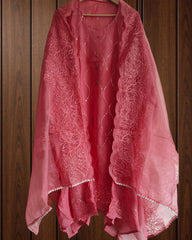 Organza Sequence Embroidery Kurta Set with Embroidered Dupatta – Unstitched Suit