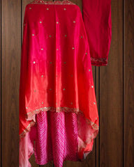 Chinnon Ombre Digital Printed 3-Piece Fully Stitched Suit with Sequin Embroidery & Shantoon Pants