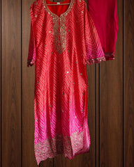 Chinnon Ombre Digital Printed 3-Piece Fully Stitched Suit with Sequin Embroidery & Shantoon Pants