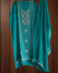 Organza Embroidered Unstitched Suit with Chiffon Dupatta 🌸
