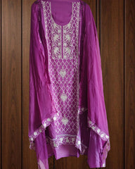 Organza Embroidered Unstitched Suit with Chiffon Dupatta 🌸