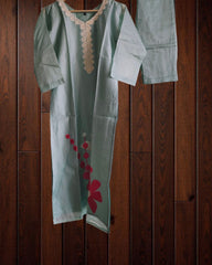 Chanderi Embroidered Kurta Set with Scalloped Dupatta – 3 Pc Fully Stitched Suit