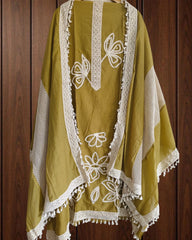 Timeless Glow: Mul Chanderi Suit with Croatia Lacing