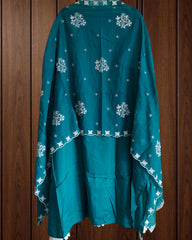 Elegant Cotton Chikan-Kari Unstitched Suit Set with Rayon Bottom