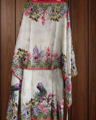 Elegant Muslin Semi-Stitched Suit with Digital Print & Neck Handwork