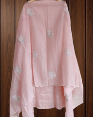 Mul Cotton Chikan-Kari & Zari Embroidery Festive Unstitched Suit (3 Pc Set)