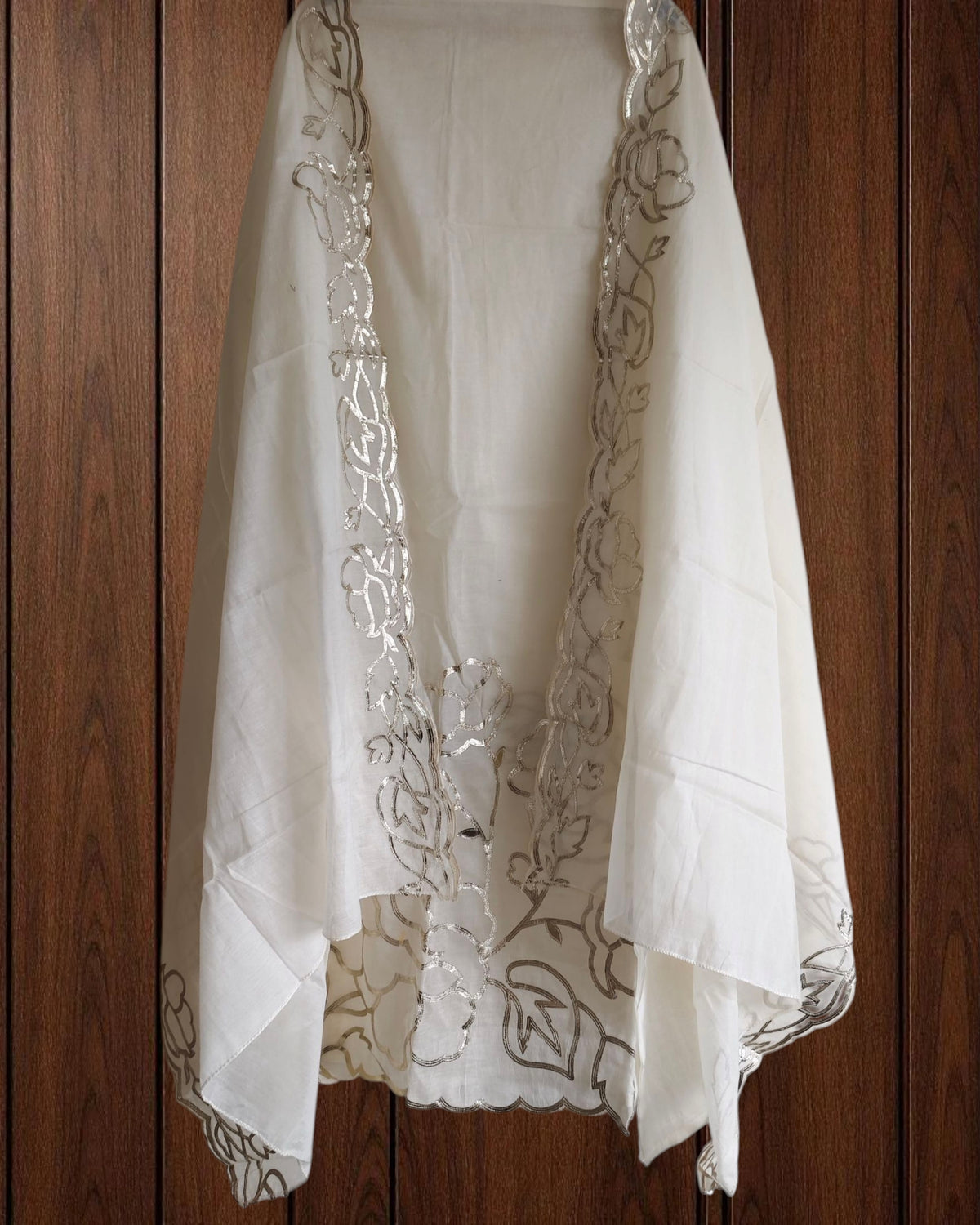 Soft Mul Chanderi Faux Leather Work Suit – Unstitched Party & Festive Wear