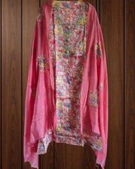 Elegant Cotton Suit with Kashmiri Embroidery & Muslin Dupatta