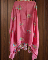 Elegant Cotton Suit with Kashmiri Embroidery & Muslin Dupatta