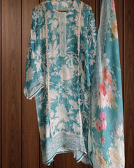 Soft Organza Mirror Work Semi-Stitched Suit with Lace Dupatta 🌸