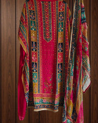 Chinnon Digital Print Mirror Highlight Unstitched Party Wear Suit