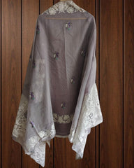 Elegant Embroidered Unstitched Suit – Cotton Kurta with Organza Daman & Soft Dupatta