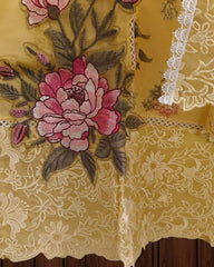 Elegant Organza Crochet Lace & Patch Embroidery Unstitched Suit Set (3 Pc)