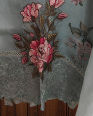 Elegant Organza Crochet Lace & Patch Embroidery Unstitched Suit Set (3 Pc)