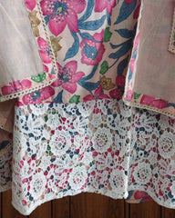 Pakistani Style Cotton Printed Suit with Crochet Lace & Appliqué Dupatta