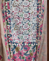 Pakistani Style Cotton Printed Suit with Crochet Lace & Appliqué Dupatta