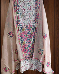 Pakistani Style Cotton Printed Suit with Crochet Lace & Appliqué Dupatta