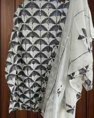 Elegant Pure Cotton Embroidered & Mirror Work Unstitched Suit Set