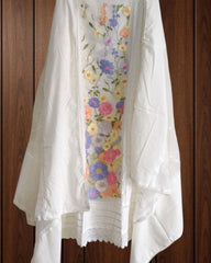 Cotton  Linen  3D Embroidery Patch Work  UnStitched Suit