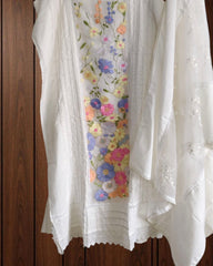 Cotton  Linen  3D Embroidery Patch Work  UnStitched Suit
