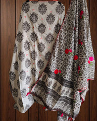 Cotton Printed Suit with Faux Mirror & Embroidery | Unstitched Beauty
