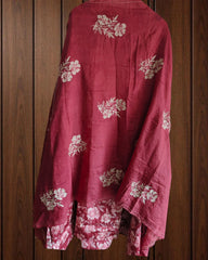 Elegant Cotton Suit with Kashmiri Embroidery & Muslin Dupatta