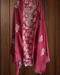 Elegant Cotton Suit with Kashmiri Embroidery & Muslin Dupatta