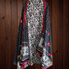 Cotton Printed Suit with Faux Mirror & Embroidery | Unstitched Beauty