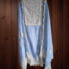Soft Mul Cotton Crochet & Mirror Work Unstitched Suit Set
