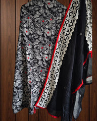 Elegant Cotton Printed Unstitched Suit with Faux Mirror & Embroidery Work