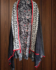 Elegant Cotton Printed Unstitched Suit with Faux Mirror & Embroidery Work