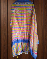 Cotton Digital Print Unstitched Suit with Neck Embroidery & Laser-Cut Detailing