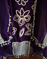 Soft Mul Cotton Unstitched Suit with 3D Crochet & Mirror Work