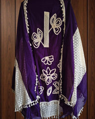 Soft Mul Cotton Unstitched Suit with 3D Crochet & Mirror Work