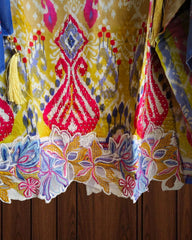 Cotton Digital Print Unstitched Suit with Neck Embroidery & Laser-Cut Detailing