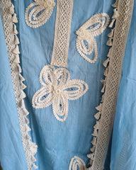 Soft Mul Cotton Unstitched Suit with 3D Crochet & Mirror Work