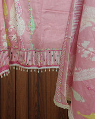 Pure Cotton Printed Suit with Pearls & Sequin Highlighting