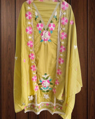Designer Soft Mul Cotton Unstitched Suit – 3D Embroidery & Crochet Lace
