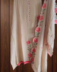 Designer Crepe Embroidered Suit with Scalloped Dupatta