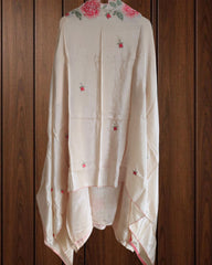 Designer Crepe Embroidered Suit with Scalloped Dupatta
